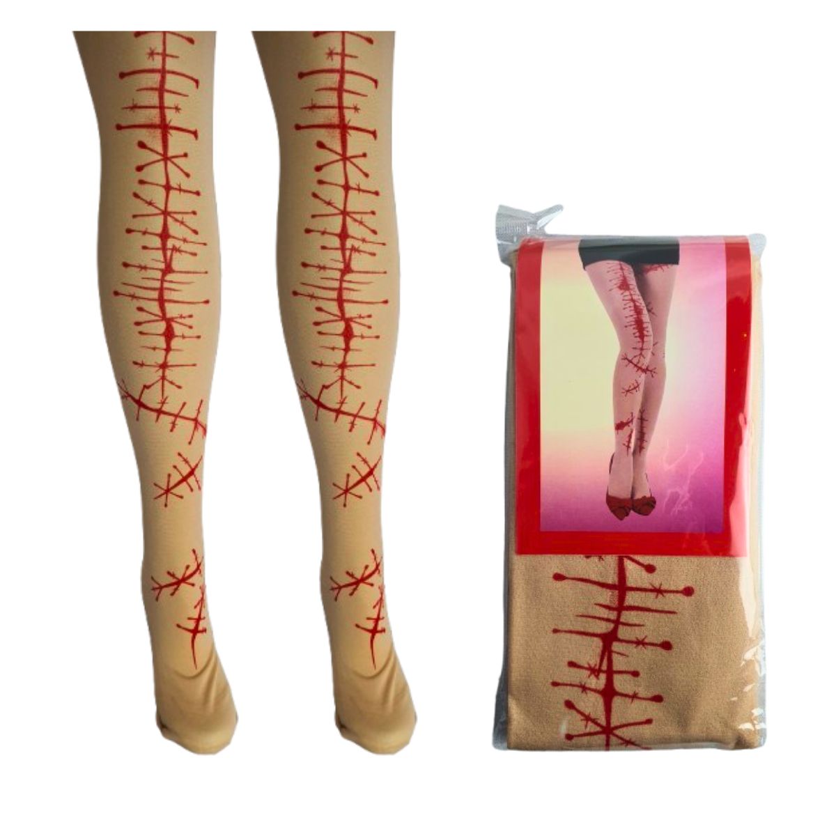 Meia Calça 5/8 Fantasia Cosplay Halloween Cicatriz Meia Calça 5/8 Fantasia Cosplay Halloween Cicatriz